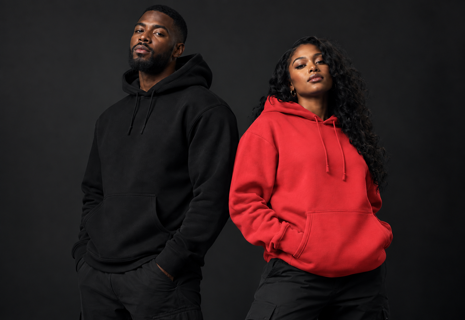 Models wearing premium blank Fabrics and Ink apparel